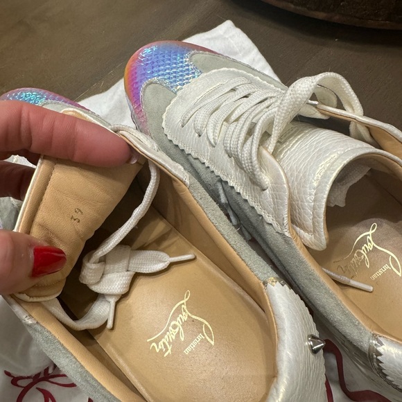 Calfskin Suede Patent Psychedelic Womens Loubishark Sneakers Multicolor - Picture 3 of 6